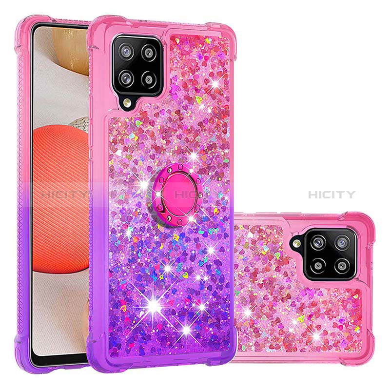 Funda Silicona Carcasa Goma Bling-Bling con Anillo de dedo Soporte S02 para Samsung Galaxy A42 5G