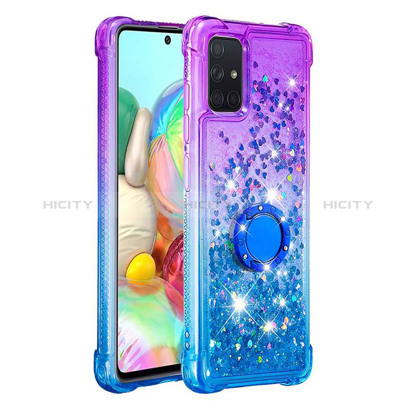 Funda Silicona Carcasa Goma Bling-Bling con Anillo de dedo Soporte S02 para Samsung Galaxy A71 5G