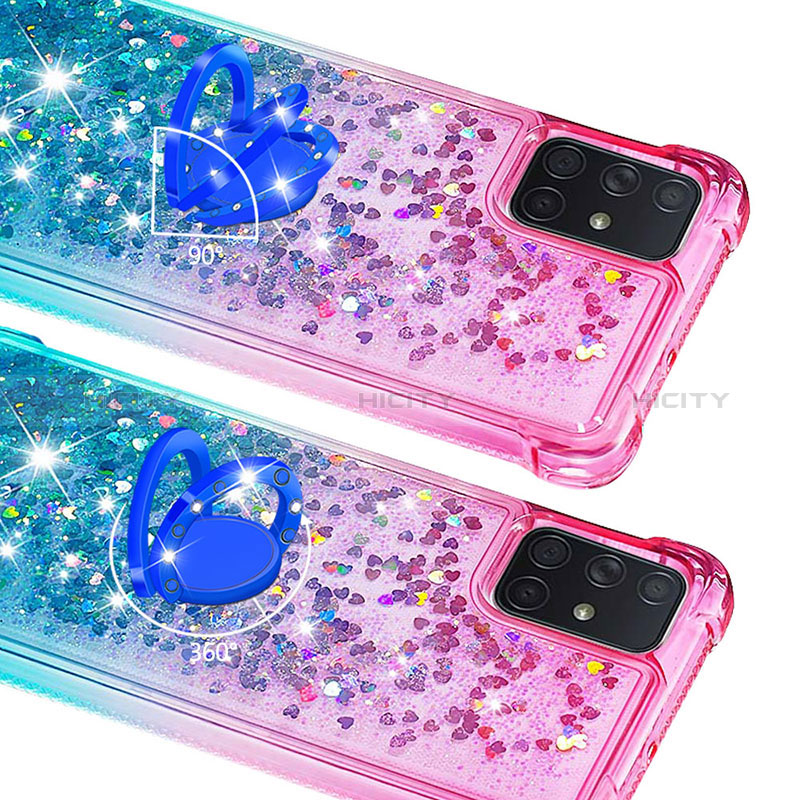 Funda Silicona Carcasa Goma Bling-Bling con Anillo de dedo Soporte S02 para Samsung Galaxy A71 5G