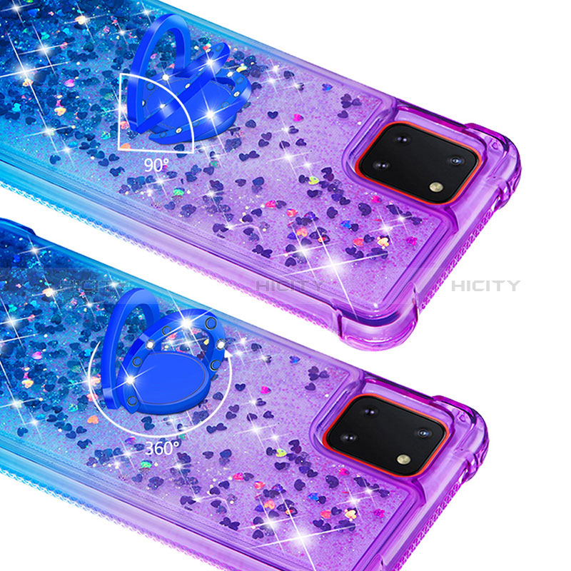 Funda Silicona Carcasa Goma Bling-Bling con Anillo de dedo Soporte S02 para Samsung Galaxy A81