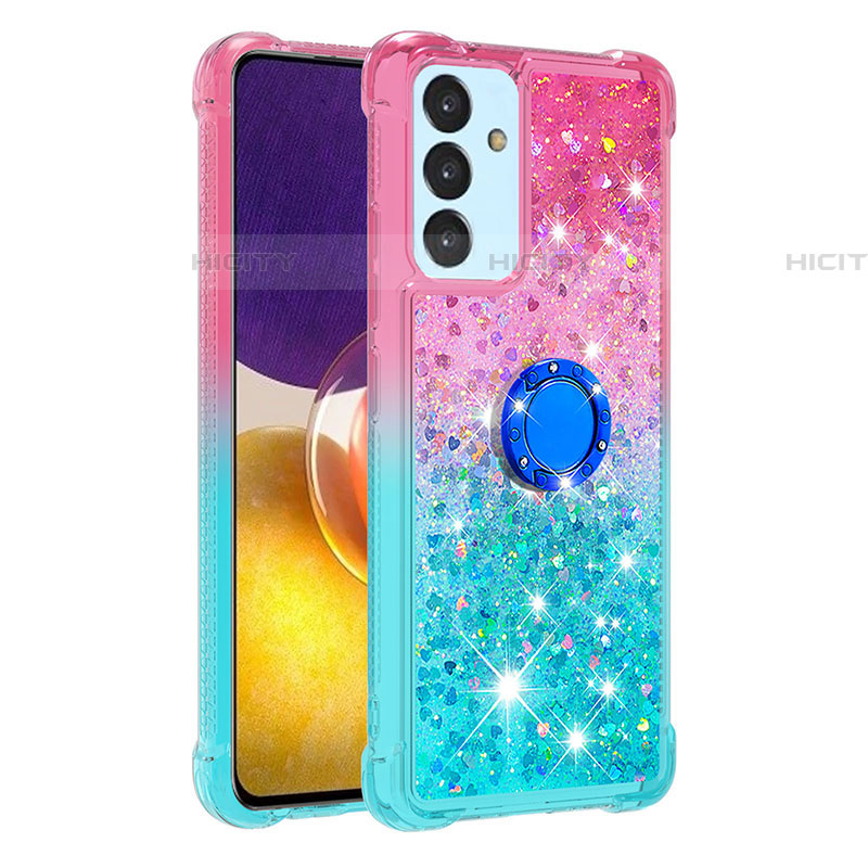 Funda Silicona Carcasa Goma Bling-Bling con Anillo de dedo Soporte S02 para Samsung Galaxy A82 5G