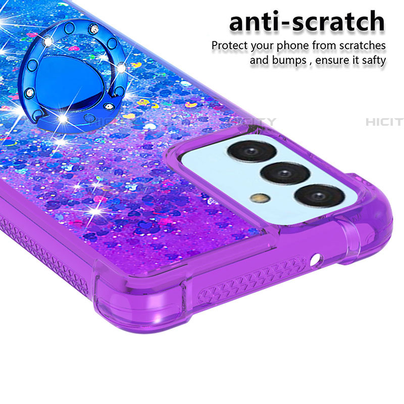 Funda Silicona Carcasa Goma Bling-Bling con Anillo de dedo Soporte S02 para Samsung Galaxy A82 5G