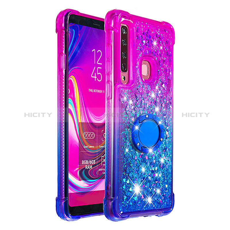 Funda Silicona Carcasa Goma Bling-Bling con Anillo de dedo Soporte S02 para Samsung Galaxy A9s