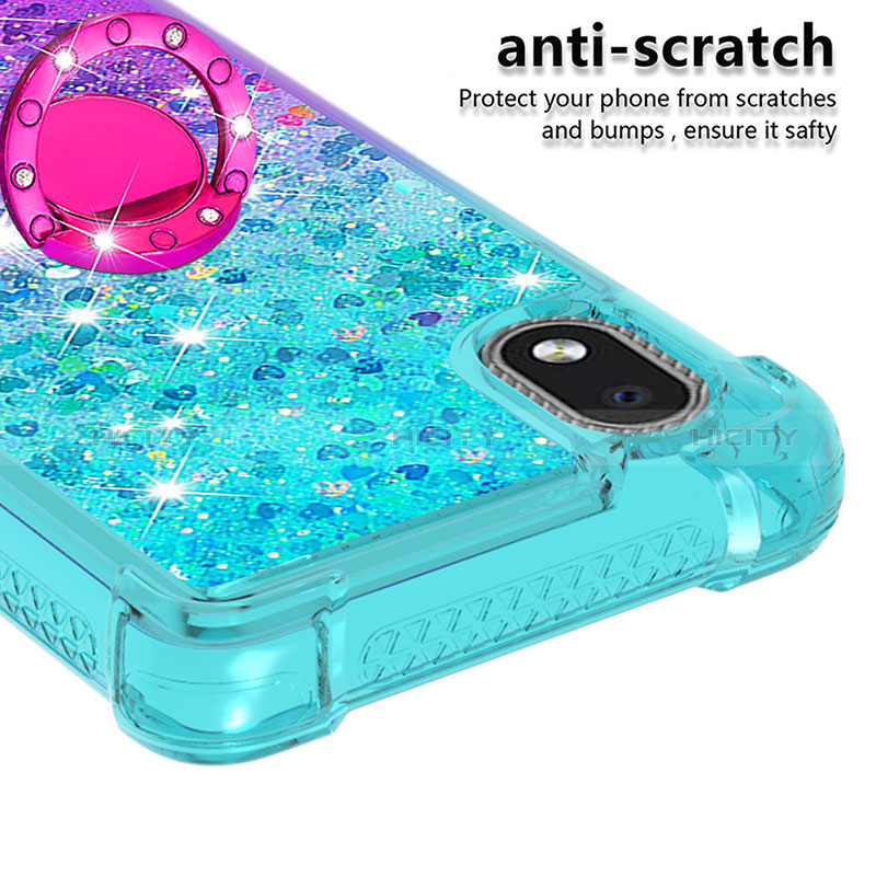 Funda Silicona Carcasa Goma Bling-Bling con Anillo de dedo Soporte S02 para Samsung Galaxy M01 Core