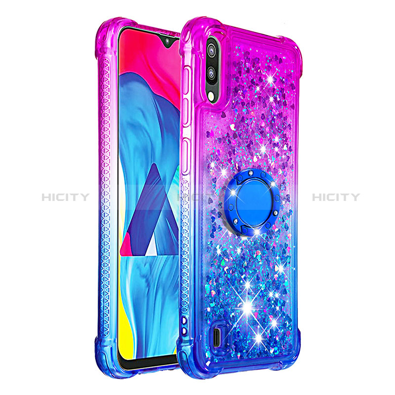 Funda Silicona Carcasa Goma Bling-Bling con Anillo de dedo Soporte S02 para Samsung Galaxy M10