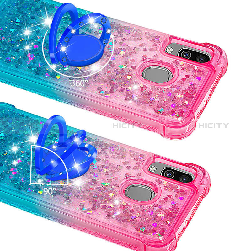 Funda Silicona Carcasa Goma Bling-Bling con Anillo de dedo Soporte S02 para Samsung Galaxy M10S