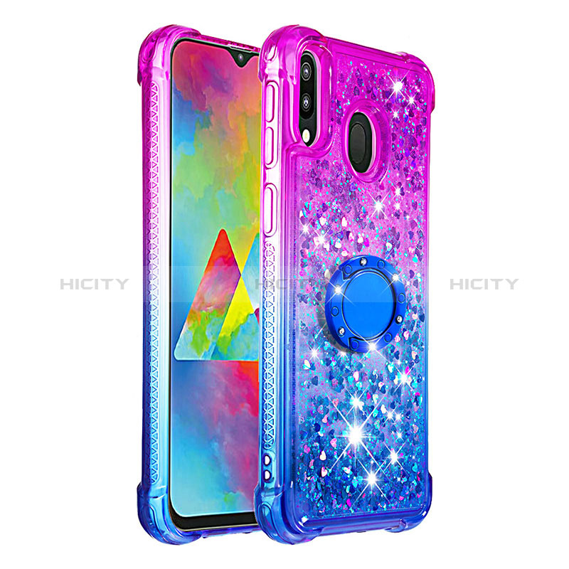 Funda Silicona Carcasa Goma Bling-Bling con Anillo de dedo Soporte S02 para Samsung Galaxy M20