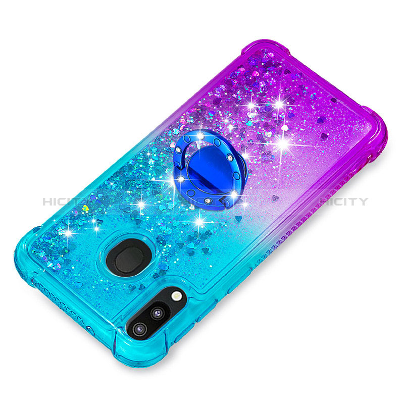 Funda Silicona Carcasa Goma Bling-Bling con Anillo de dedo Soporte S02 para Samsung Galaxy M20