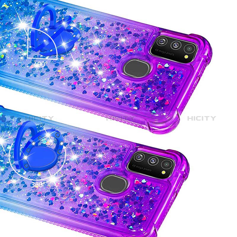 Funda Silicona Carcasa Goma Bling-Bling con Anillo de dedo Soporte S02 para Samsung Galaxy M30s