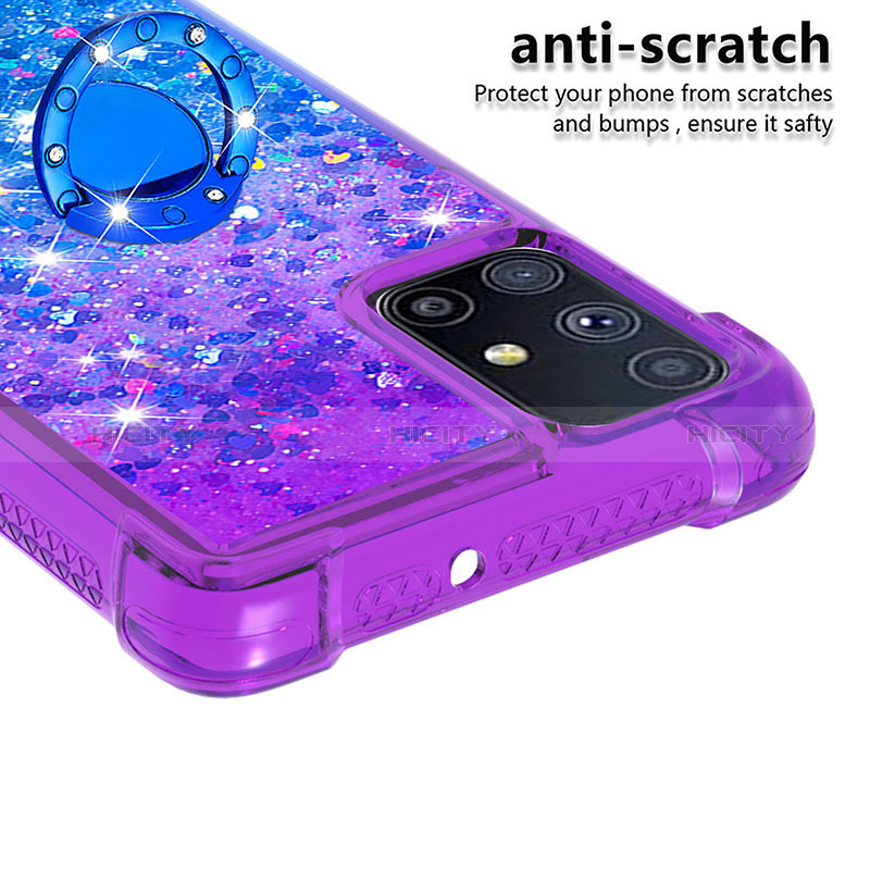 Funda Silicona Carcasa Goma Bling-Bling con Anillo de dedo Soporte S02 para Samsung Galaxy M51