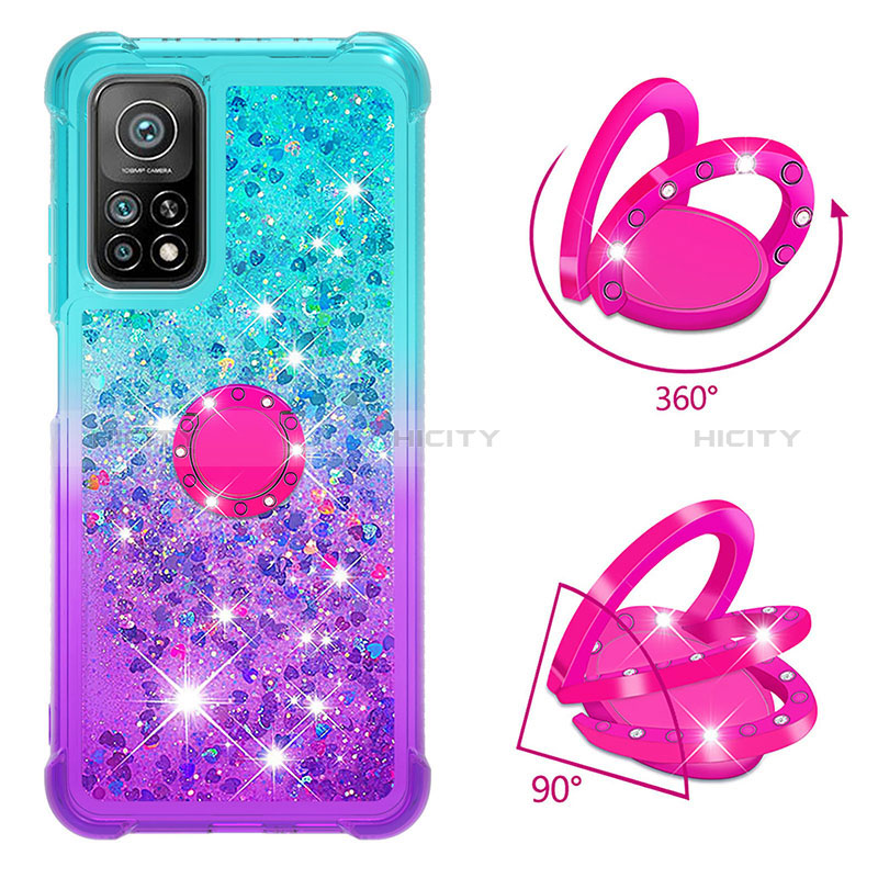 Funda Silicona Carcasa Goma Bling-Bling con Anillo de dedo Soporte S02 para Xiaomi Mi 10T 5G