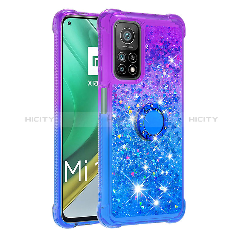 Funda Silicona Carcasa Goma Bling-Bling con Anillo de dedo Soporte S02 para Xiaomi Mi 10T Pro 5G