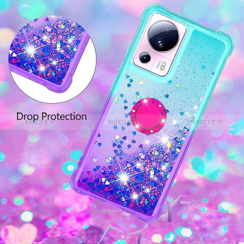 Funda Silicona Carcasa Goma Bling-Bling con Anillo de dedo Soporte S02 para Xiaomi Mi 13 Lite 5G