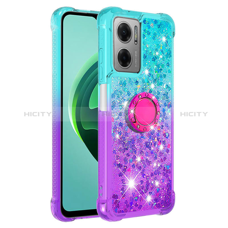 Funda Silicona Carcasa Goma Bling-Bling con Anillo de dedo Soporte S02 para Xiaomi Redmi Note 11E 5G