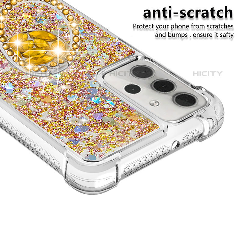 Funda Silicona Carcasa Goma Bling-Bling con Anillo de dedo Soporte S03 para Samsung Galaxy M32 5G