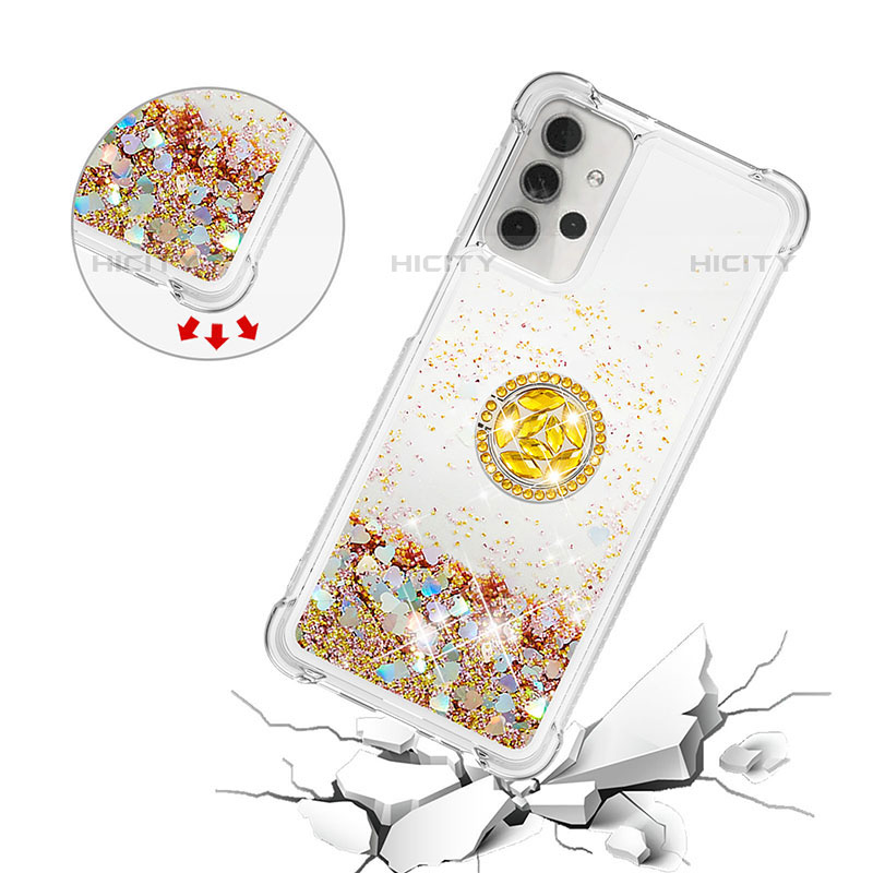 Funda Silicona Carcasa Goma Bling-Bling con Anillo de dedo Soporte S03 para Samsung Galaxy M32 5G