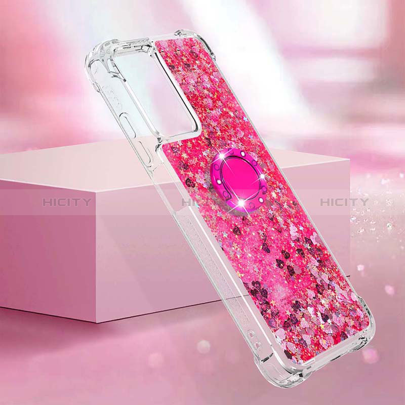 Funda Silicona Carcasa Goma Bling-Bling con Anillo de dedo Soporte S03 para Xiaomi Redmi 10 5G