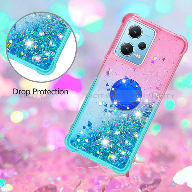 Funda Silicona Carcasa Goma Bling-Bling con Anillo de dedo Soporte YB2 para Xiaomi Poco X5 5G