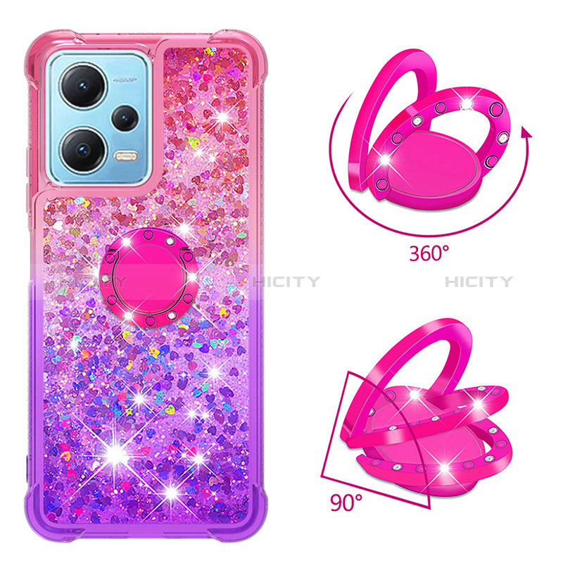 Funda Silicona Carcasa Goma Bling-Bling con Anillo de dedo Soporte YB2 para Xiaomi Poco X5 5G