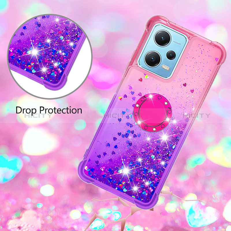 Funda Silicona Carcasa Goma Bling-Bling con Anillo de dedo Soporte YB2 para Xiaomi Poco X5 5G