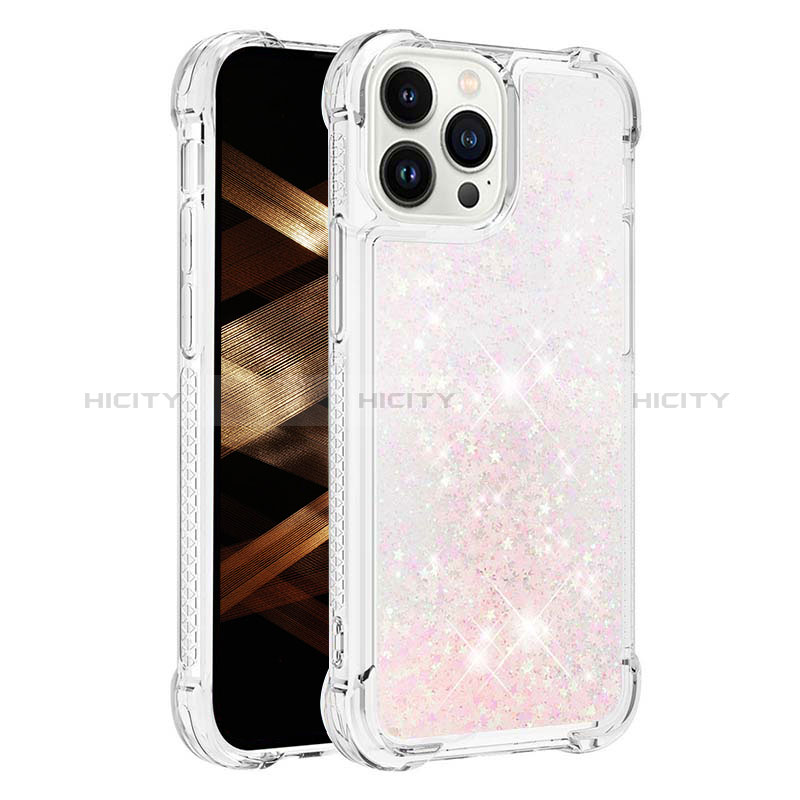 Funda Silicona Carcasa Goma Bling-Bling S01 para Apple iPhone 13 Pro Rosa