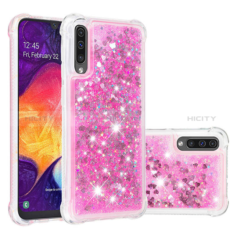 Funda Silicona Carcasa Goma Bling-Bling S01 para Samsung Galaxy A30S Rosa Roja