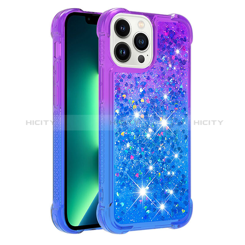 Funda Silicona Carcasa Goma Bling-Bling S02 para Apple iPhone 13 Pro Morado