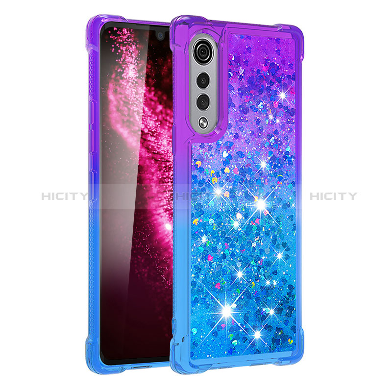 Funda Silicona Carcasa Goma Bling-Bling S02 para LG Velvet 5G Morado