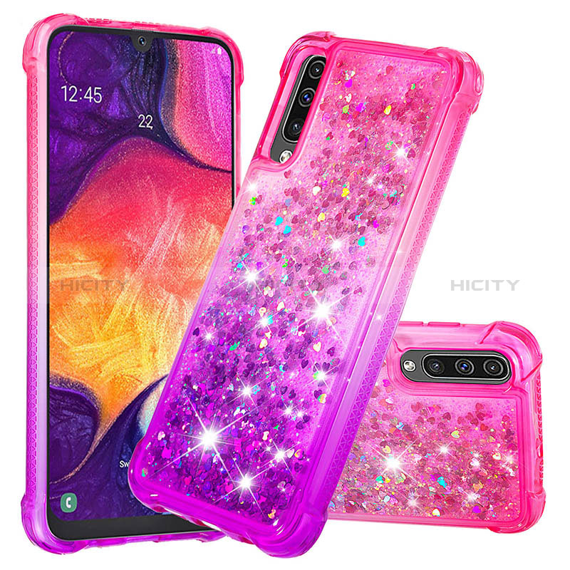 Funda Silicona Carcasa Goma Bling-Bling S02 para Samsung Galaxy A30S Rosa Roja