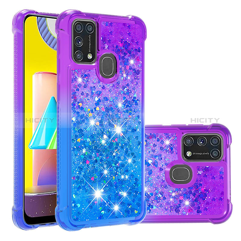 Funda Silicona Carcasa Goma Bling-Bling S02 para Samsung Galaxy M21s Morado