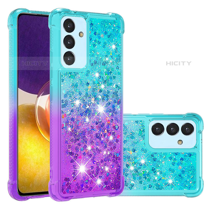 Funda Silicona Carcasa Goma Bling-Bling S02 para Samsung Galaxy Quantum2 5G Azul Cielo