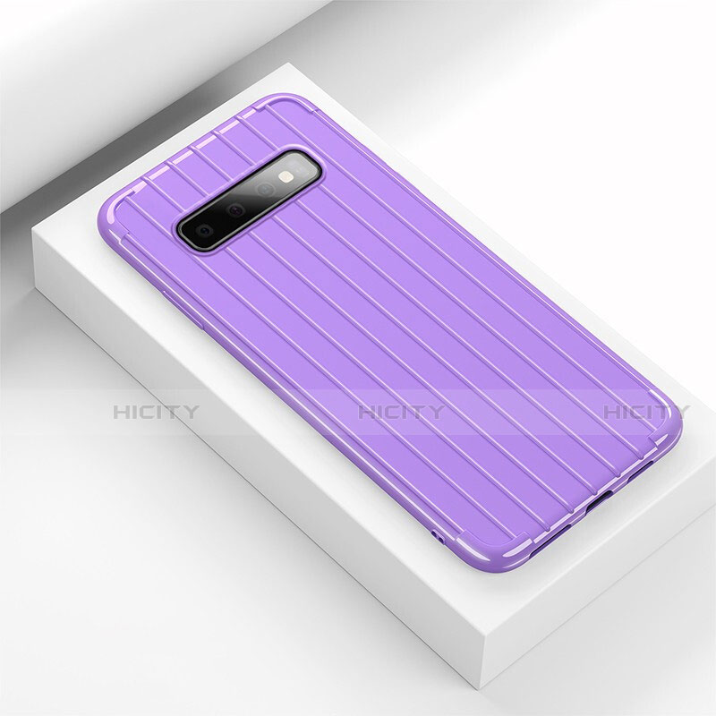 Funda Silicona Carcasa Goma Line C01 para Samsung Galaxy S10 Morado