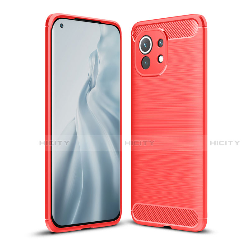Funda Silicona Carcasa Goma Line para Xiaomi Mi 11 5G Rojo