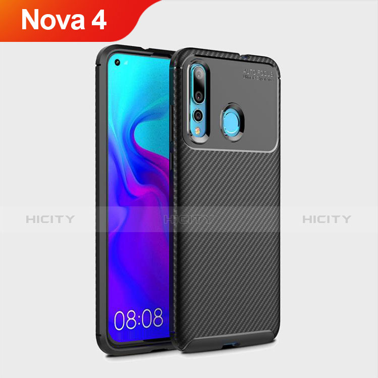 Funda Silicona Carcasa Goma Twill para Huawei Nova 4 Negro