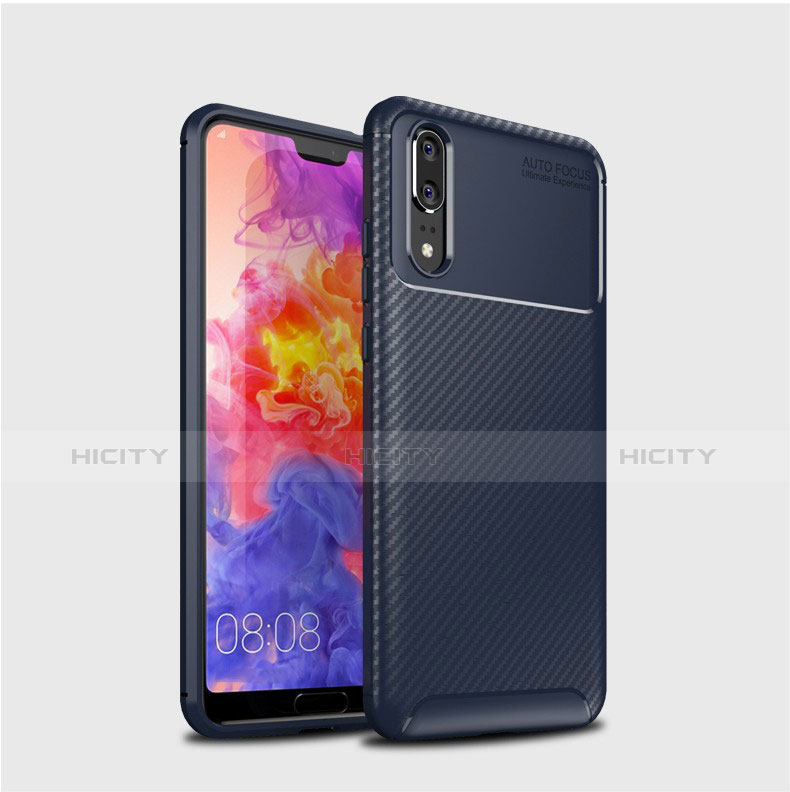 Funda Silicona Carcasa Goma Twill para Huawei P20 Azul