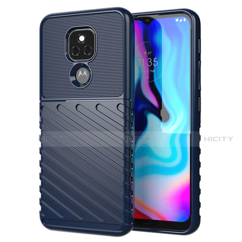 Funda Silicona Carcasa Goma Twill para Motorola Moto E7 Plus Azul