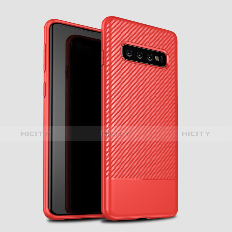 Funda Silicona Carcasa Goma Twill para Samsung Galaxy S10 Rojo