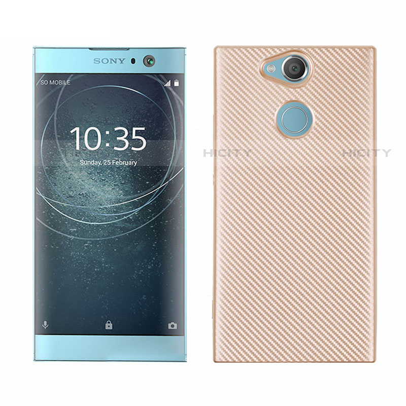 Funda Silicona Carcasa Goma Twill S01 para Sony Xperia XA2 Plus Oro