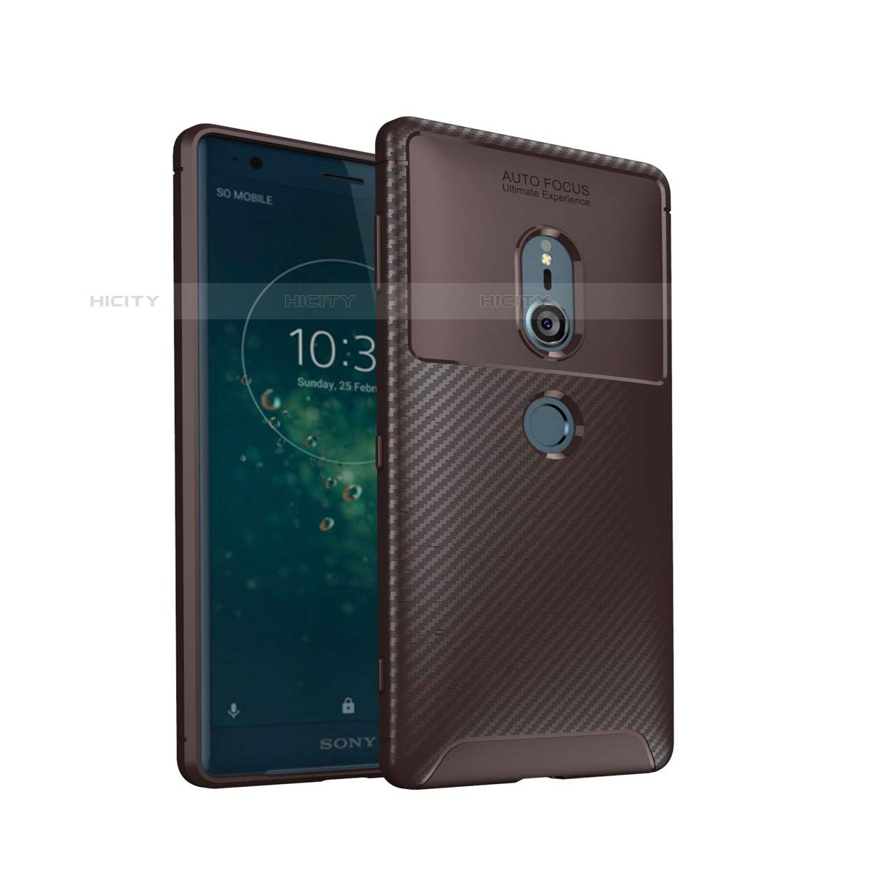 Funda Silicona Carcasa Goma Twill S02 para Sony Xperia XZ2 Marron