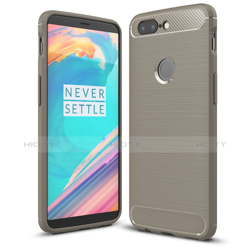 Funda Silicona Carcasa Goma Twill T01 para OnePlus 5T A5010 Gris Oscuro