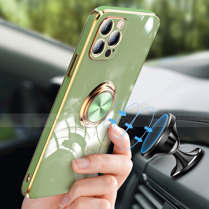 Funda Silicona Carcasa Ultrafina Goma con Anillo de dedo Soporte para Apple iPhone 13 Pro