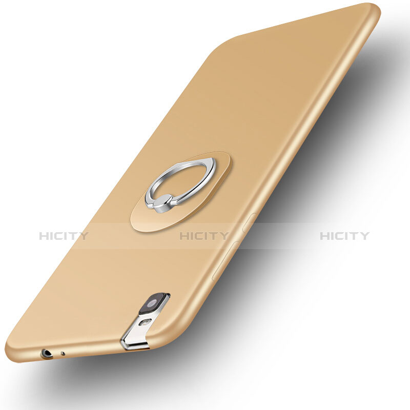 Funda Silicona Carcasa Ultrafina Goma con Anillo de dedo Soporte para Huawei Honor 7i shot X Oro