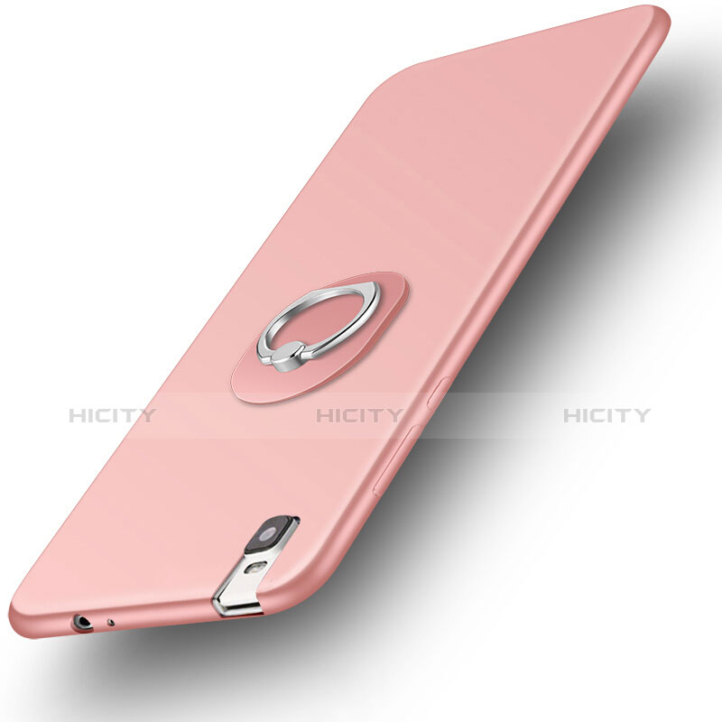 Funda Silicona Carcasa Ultrafina Goma con Anillo de dedo Soporte para Huawei Honor 7i shot X Oro Rosa