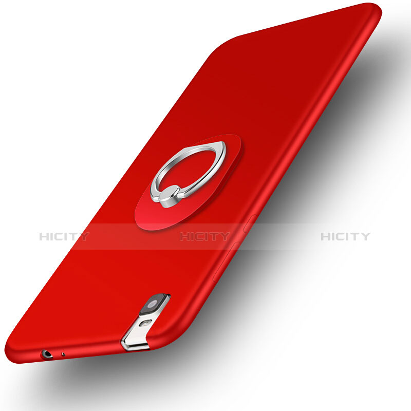 Funda Silicona Carcasa Ultrafina Goma con Anillo de dedo Soporte para Huawei Honor 7i shot X Rojo