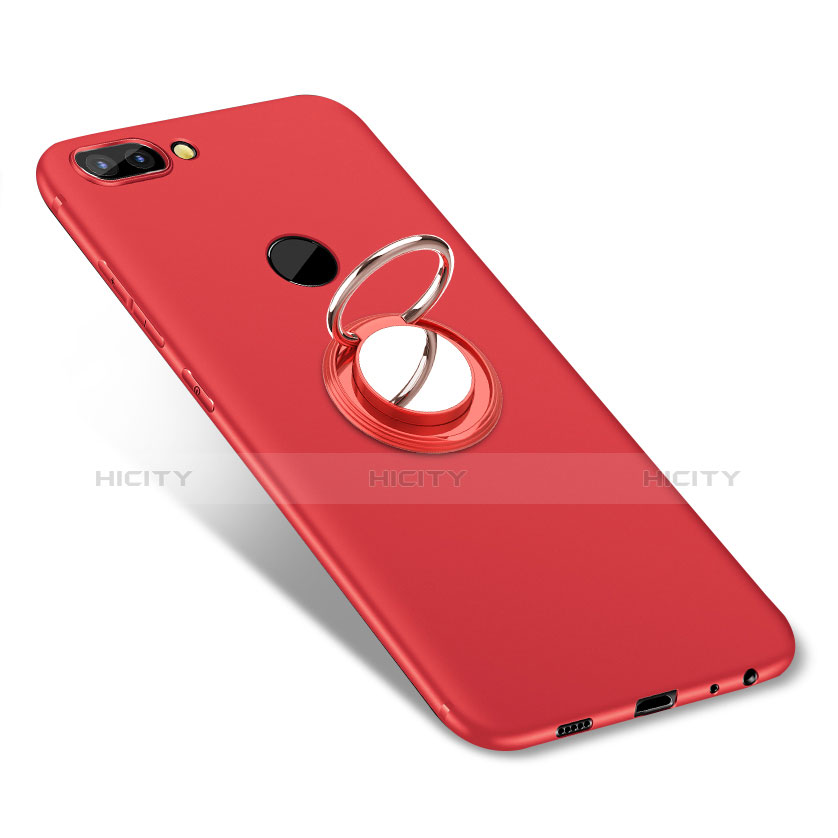 Funda Silicona Carcasa Ultrafina Goma con Anillo de dedo Soporte para Huawei P Smart Rojo