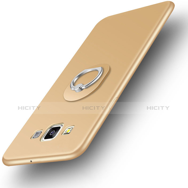 Funda Silicona Carcasa Ultrafina Goma con Anillo de dedo Soporte para Samsung Galaxy A3 Duos SM-A300F Oro