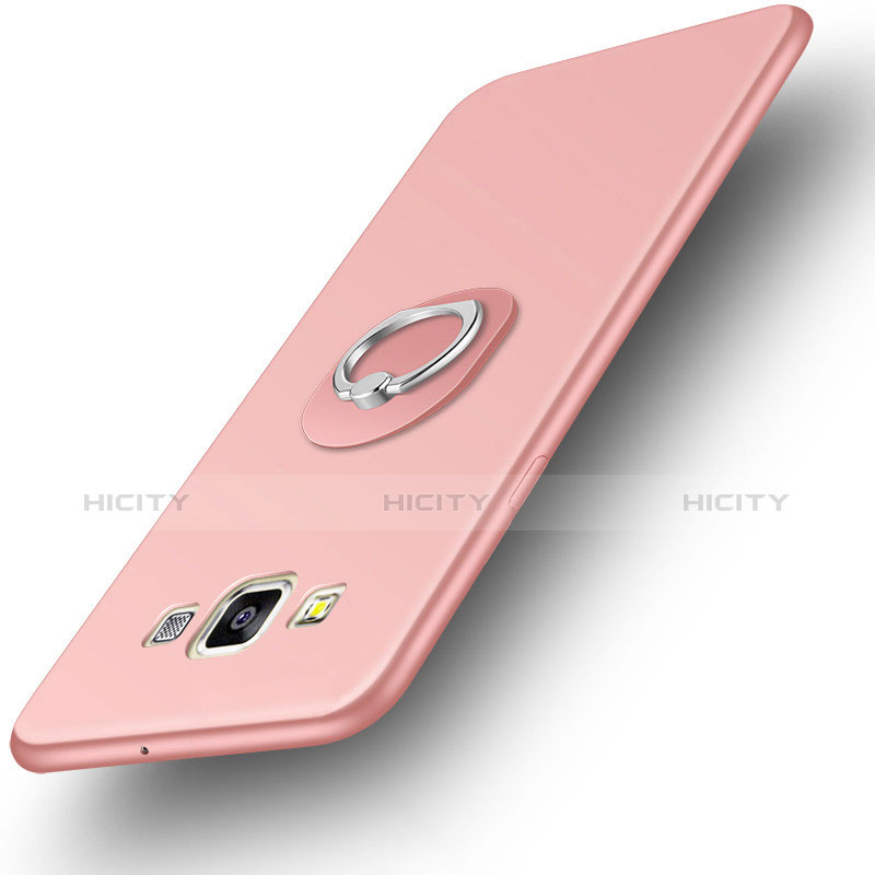 Funda Silicona Carcasa Ultrafina Goma con Anillo de dedo Soporte para Samsung Galaxy A3 SM-300F Oro Rosa