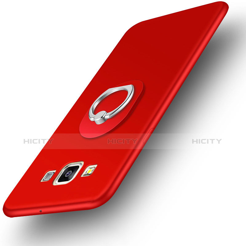 Funda Silicona Carcasa Ultrafina Goma con Anillo de dedo Soporte para Samsung Galaxy A3 SM-300F Rojo