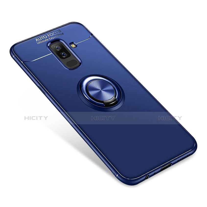Funda Silicona Carcasa Ultrafina Goma con Anillo de dedo Soporte para Samsung Galaxy A9 Star Lite Azul