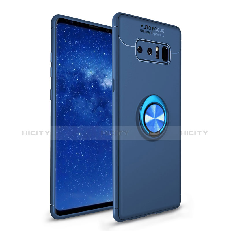 Funda Silicona Carcasa Ultrafina Goma con Anillo de dedo Soporte para Samsung Galaxy Note 8 Azul